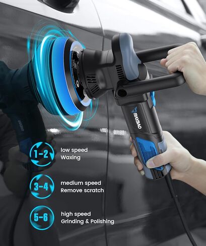 Mini Polisher, RAYBAO 2/1.5 inch Cordless Polisher with 2pcs 2.0Ah Battery, 6 Speeds, Works as DA & RO Polisher, Super Lightweight, 53 Accessories, Polisher for Car Detailing, Polishing, Waxing in Saudi Arabia