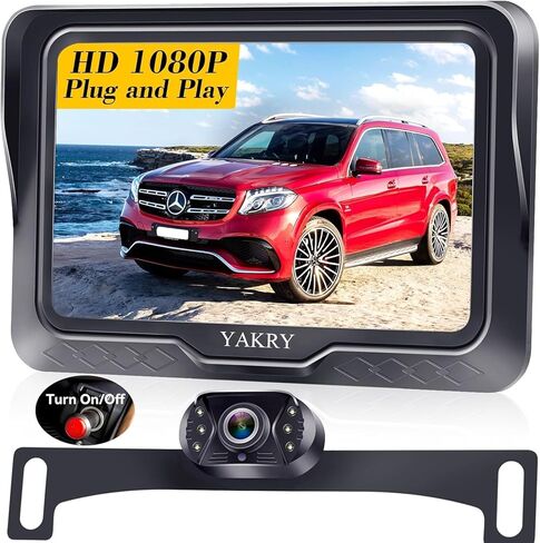 Yakry Backup Camera LED On-Off: DIY Parking Lines Rear View Camera Color Night Vision Image for Car Truck HD 1080P 4.3 Inch Monitor SUV Reverse Camera Waterproof Y11 in Saudi Arabia
