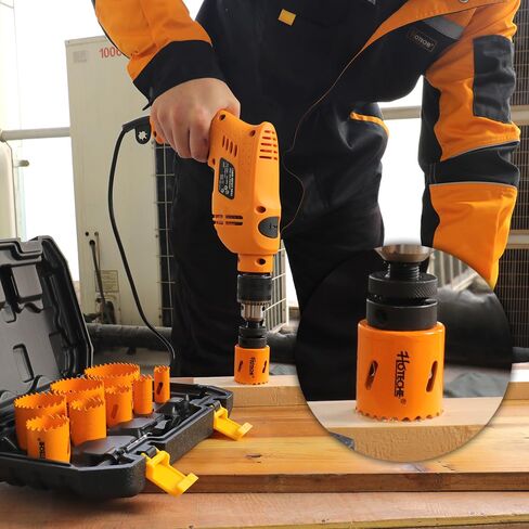 Hoteche 12-Piece Bimetal Hole Saw Kit, M3 Material with 9 Sizes (19-64MM), 2 Mandrels & Adapter Nut, Color Box + Plastic Case in Kuwait