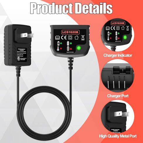 20V Charger Compatible with Black and Decker 20V Max Lithium Battery LBXR20 LBXR2020 Charger Replacement for Battery Charger LCS1620 BDCAC202B for Drill Battery in Kuwait