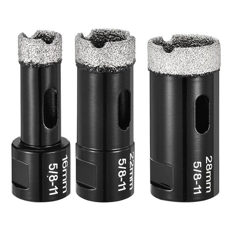 PATIKIL 6-28mm Diamond Core Drill Bit Kit, 4Pcs 15/64" to 1-1/8" Diamond Hole Saw with 5/8"-11 Thread Fit Angle Grinders for Ceramic Porcelain Marble Tiles, Black in Kuwait