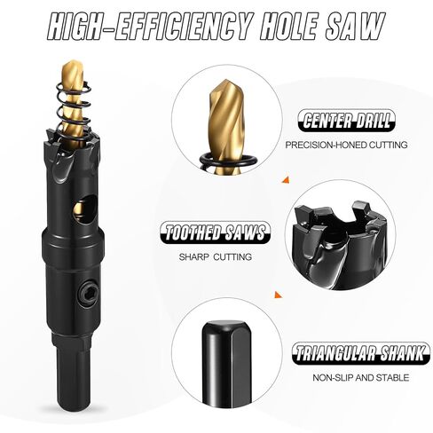 How Saw Kit, 5/8"(16mm) Cutting Diameter Hole Cutter, Tungsten Carbide Cemented Alloy - for Thick Hard Metal, Stainless Steel, Copper, Aluminum. Black in Kuwait