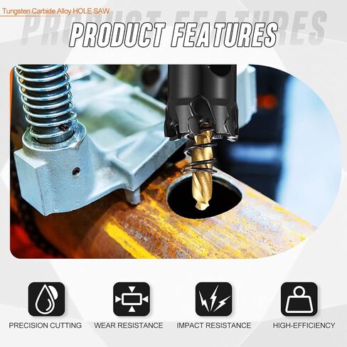 How Saw Kit, 5/8"(16mm) Cutting Diameter Hole Cutter, Tungsten Carbide Cemented Alloy - for Thick Hard Metal, Stainless Steel, Copper, Aluminum. Black in Kuwait