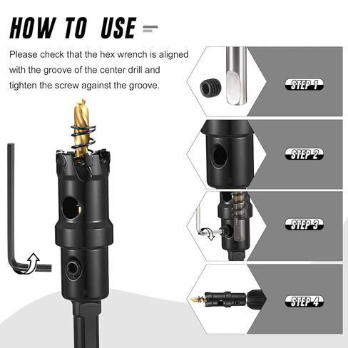 How Saw Kit, 5/8"(16mm) Cutting Diameter Hole Cutter, Tungsten Carbide Cemented Alloy - for Thick Hard Metal, Stainless Steel, Copper, Aluminum. Black in Kuwait
