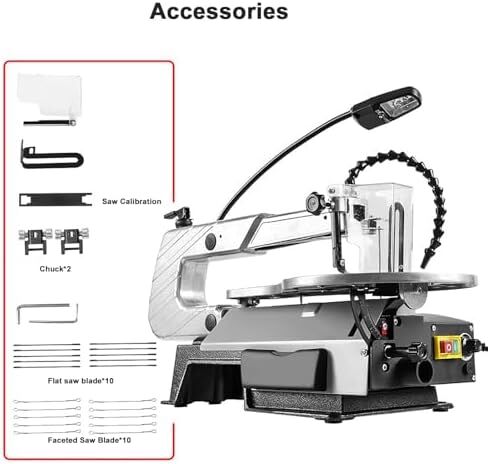 Scroll Saw Jigsaw,Carving Saw Wire Saw Dust-Free Saw Cutting Machine,Woodworking Table Saw w/20 Saw Blades, LED Lighting Low Noise Speed Adjustment in Kuwait