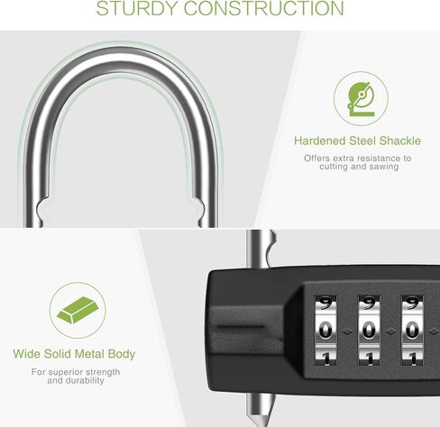 KeeKit Combination Padlock, 4 Digit Resettable Combo Lock with Adjustable Shackle, Waterproof Lock for School, Employee, Case, Toolbox, Fence, Gym & Sports Locker, Gate - Sliver in Saudi Arabia