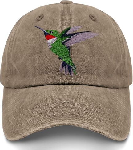 Hummingbird Watercolor Baseball Cap Vintage Washed Dad Hat Adjustable Printed Cute Bird Cap in Saudi Arabia