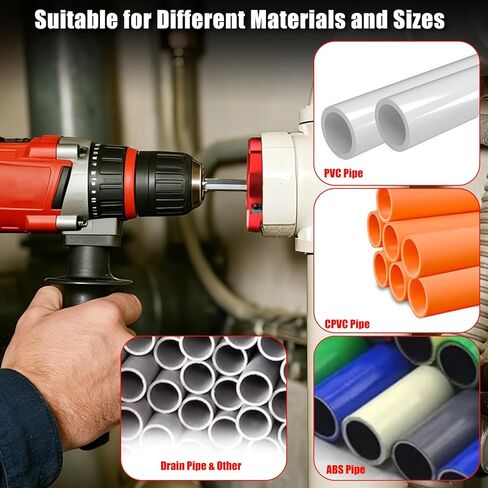 طقم مخرطة أنابيب PVC مكون من 8 قطع - موسعات تركيب الأنابيب البلاستيكية Qoobly لمثاقب 1/2 بوصة، متوافقة مع أنابيب SCH40 PVC CPVC ABS - أحجام مخرطة من 1/2 بوصة إلى 4 بوصة لأحواض المياه وإصلاح الأنابيب الاحترافية للاستخدام بنفسك in Kuwait