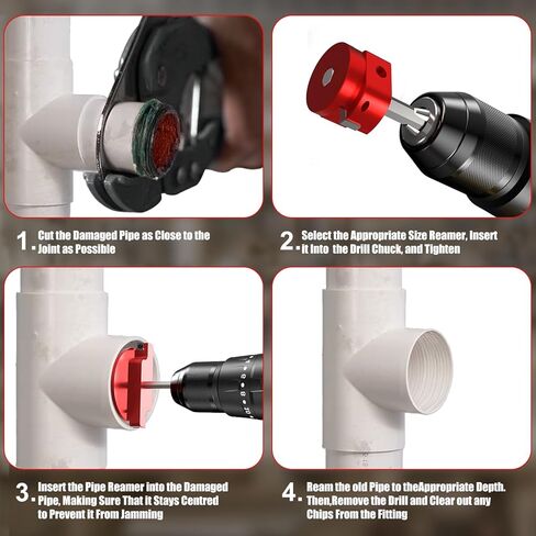 طقم مخرطة أنابيب PVC مكون من 8 قطع - موسعات تركيب الأنابيب البلاستيكية Qoobly لمثاقب 1/2 بوصة، متوافقة مع أنابيب SCH40 PVC CPVC ABS - أحجام مخرطة من 1/2 بوصة إلى 4 بوصة لأحواض المياه وإصلاح الأنابيب الاحترافية للاستخدام بنفسك in Kuwait