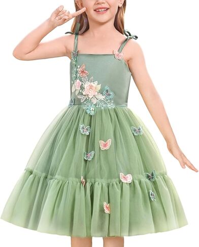 Baby Flower Girl Dress 3D Butterfly Layered Tulle Tutu Dress Princess Birthday Dresses Summer Wedding Party Dresses in Saudi Arabia