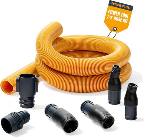 POWERTEC Power Tool Hose Kit with 16’ Vacuum Hose, 4 Quick Change Adapters & Threaded Coupler – Dust Collector Hose Kit for Connecting Table Saw, Power Tools to Shop Vacuums and Dust Collection System in Kuwait