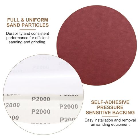 uxcell 8pcs 12-Inch PSA Sanding Discs, 2000 Grits Aluminum Oxide Self Adhesive Stick Back Sandpapers, No-Hole Round Wet/Dry Sander Papers, Sand Auto Car Paint, Wood, Metal in Saudi Arabia