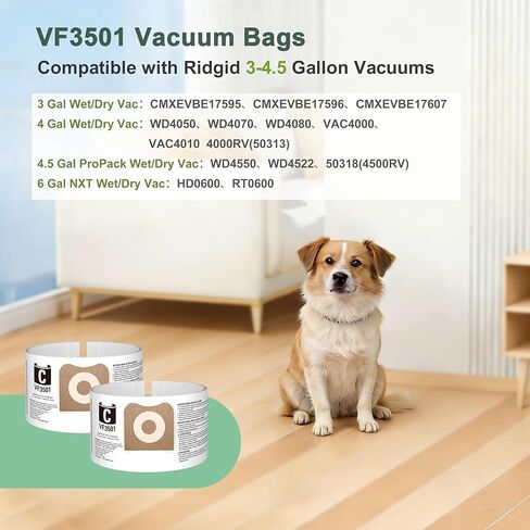 20 حزمة من أكياس المكنسة الكهربائية VF3501 لمتجر Vac 3، 4، 4.5 جالون مكنسة كهربائية رطبة/جافة، مناسبة للنماذج 23738 أكياس استبدال Vac Vac، الجزء # 23738، WS32045F in Kuwait