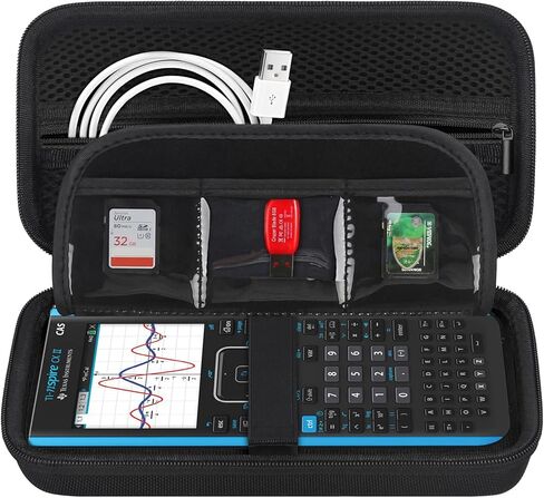 BOVKE Calculator Case for Texas Instruments TI-Nspire CX II CAS/CX II/CX CAS/CX Color Graphing Calculator and More - Extra Mesh Pocket for USB Cables and Other Accessories, Black in Kuwait