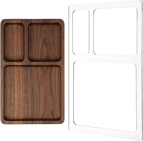 3 Pocket Router Template for Valet Tray, Clear Acrylic Woodworking Template, Transparent Rectangle Inlay Template for Craft Projects and Painting Supplies in Kuwait