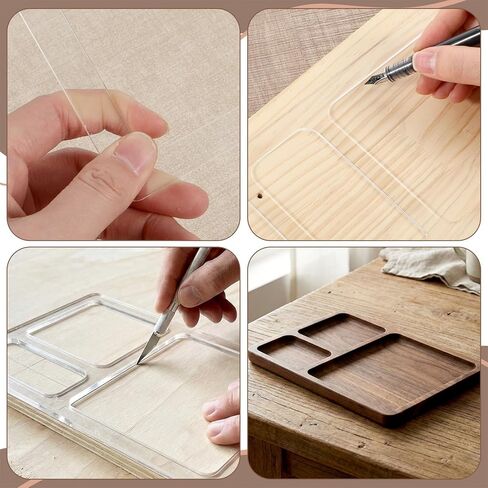 3 Pocket Router Template for Valet Tray, Clear Acrylic Woodworking Template, Transparent Rectangle Inlay Template for Craft Projects and Painting Supplies in Kuwait