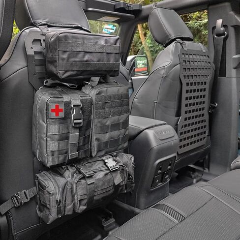 MAIKER 2pcs Tactical Rigid Molle Aluminum Insert Panel Seat Back Organizer Modular Platform with 4 Storage Bags and 10 Fastening Tape Compatible with 2021 2022 2023 Ford Bronco Accessories in Saudi Arabia
