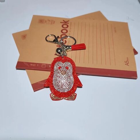 Dreuyet Rhinestone Penguin Keychain Bling Crystal Cute Animal Backpack Keyrings Sparkle Car Keys Purse Handbag Charms in Saudi Arabia