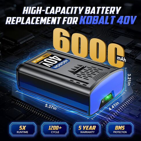 Replacement for Kobalt 40V Battery 6.0Ah, Compatible with All Kobalt 40 Volt Lithium-lon Battery Power Tools, Replace for 40V Max Battery KB440-03 KB2540C-06 KB640-03 KB240-06 in Kuwait