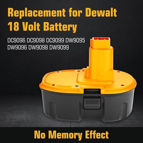 2 حزمة 4.5Ah Ni-Mh DC9096 بطارية بديلة لبطارية Dewalt 18V DC9098 DC9099 DW9095 DW9096 DW9098 DW9099 DE9039 DE9095 DE9096 DE9098 DE9503 (أصفر) in Kuwait