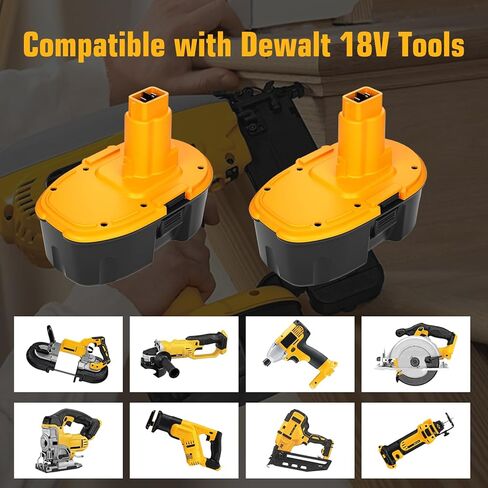 2 حزمة 4.5Ah Ni-Mh DC9096 بطارية بديلة لبطارية Dewalt 18V DC9098 DC9099 DW9095 DW9096 DW9098 DW9099 DE9039 DE9095 DE9096 DE9098 DE9503 (أصفر) in Kuwait
