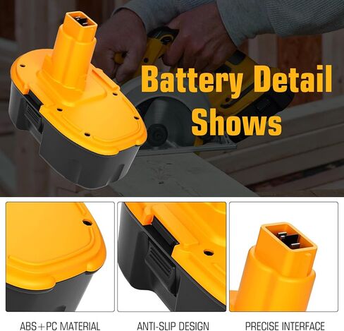 2 حزمة 4.5Ah Ni-Mh DC9096 بطارية بديلة لبطارية Dewalt 18V DC9098 DC9099 DW9095 DW9096 DW9098 DW9099 DE9039 DE9095 DE9096 DE9098 DE9503 (أصفر) in Kuwait