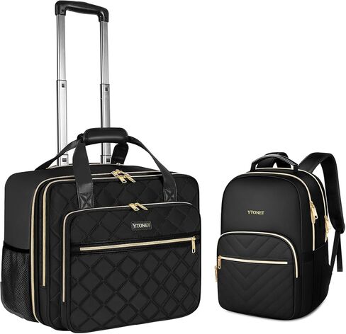 YTONET ROLLING LAPTOP BAG WOMES ، حقيبة Rolling Rolling للنساء ، حقيبة كمبيوتر محمول 17.3 بوصة مع عجلات حقيبة كمبيوتر محمولة للعمل في كلية سفر. in Kuwait