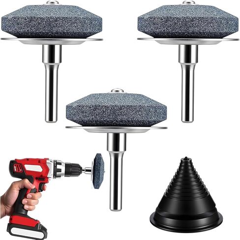 3 Pieces Lawnmower Blade Sharpener, Universal Multi-Sharp Rotary Lawn Mower Blade Sharpener with Balancer for Any Power Hand Drill,high Temperature Resistance and Hardness in Kuwait