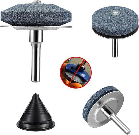 3 Pieces Lawnmower Blade Sharpener, Universal Multi-Sharp Rotary Lawn Mower Blade Sharpener with Balancer for Any Power Hand Drill,high Temperature Resistance and Hardness in Kuwait