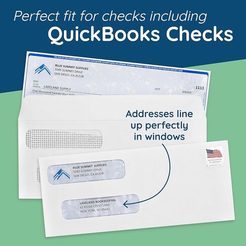 500 No. 8 Flip and Seal Double Window Security Check Envelopes - Designed for Quickbooks Printed Checks - Number 8 Size 3 5/8 Inch x 8 11/16 Inch in Saudi Arabia