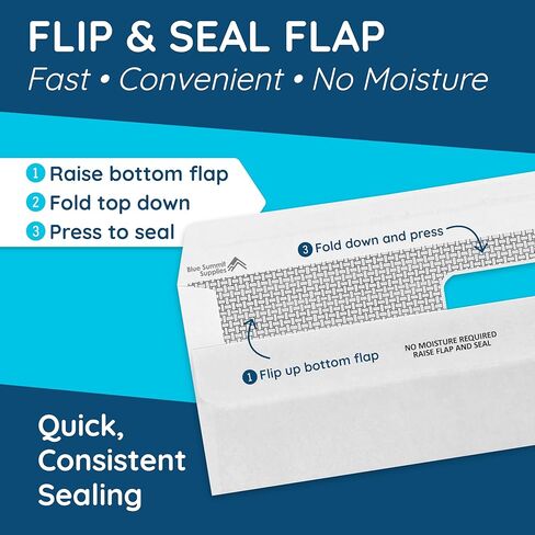 500 No. 8 Flip and Seal Double Window Security Check Envelopes - Designed for Quickbooks Printed Checks - Number 8 Size 3 5/8 Inch x 8 11/16 Inch in Saudi Arabia