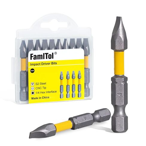2 Inch Square Bit #2, Square Impact Driver SQ2 Bits Robertson Head Bit Set, S2 Steel CNC Magnetic Anti-Slip Torsion Zone for Professional Woodworkers, Pocket Hole Screws Construction | 10 Pack in Kuwait