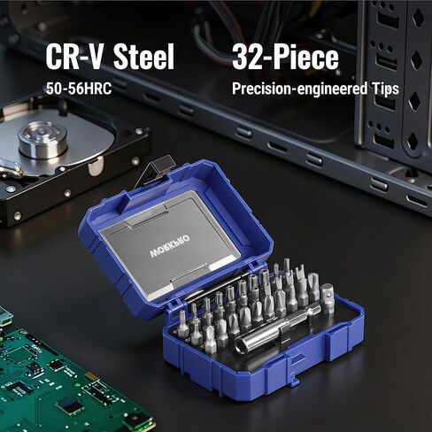 WORKPRO Security Bit Set, 32PCS Tamper Proof Screwdriver Set with Magnetic Holder, 1/4" Adapter,Torx Hex Tri-Wing Spanner Bits, Stackable Repair Tool Kit for Electronics, Automotive & Appliance Repair in Kuwait