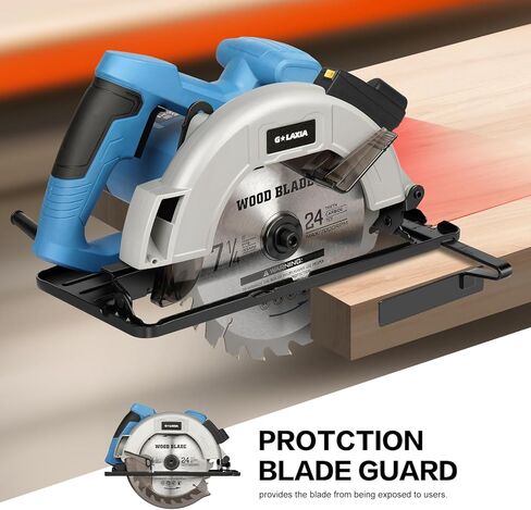 11A Circular Saw Corded, 6000RPM Electric Circular Saw with Laser Guide, Adjustable Cutting Depth 2-1/2" (90°) to 1-7/8" (45°), 7-1/4" Blade, Carpentry Tool for Wood Plastic Precision Cutting in Kuwait