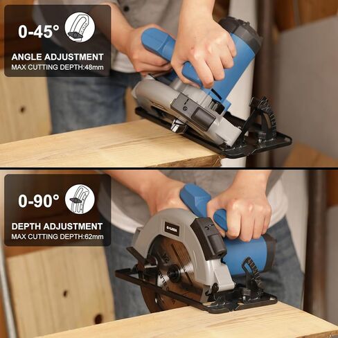 11A Circular Saw Corded, 6000RPM Electric Circular Saw with Laser Guide, Adjustable Cutting Depth 2-1/2" (90°) to 1-7/8" (45°), 7-1/4" Blade, Carpentry Tool for Wood Plastic Precision Cutting in Kuwait
