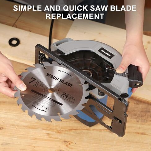11A Circular Saw Corded, 6000RPM Electric Circular Saw with Laser Guide, Adjustable Cutting Depth 2-1/2" (90°) to 1-7/8" (45°), 7-1/4" Blade, Carpentry Tool for Wood Plastic Precision Cutting in Kuwait