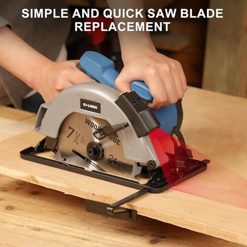 11A Circular Saw Corded, 6000RPM Electric Circular Saw with Laser Guide, Adjustable Cutting Depth 2-1/2" (90°) to 1-7/8" (45°), 7-1/4" Blade, Carpentry Tool for Wood Plastic Precision Cutting in Kuwait