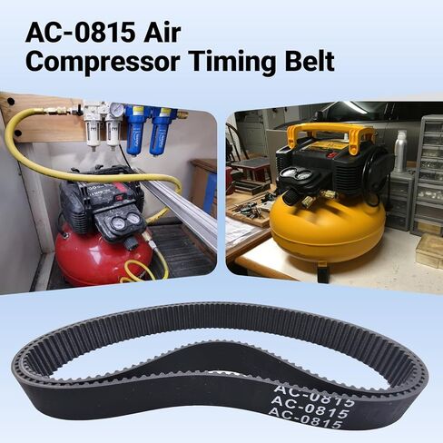 حزام توقيت ضاغط الهواء AC-0815 - بديل دقيق لـ CAC-1311 وCAC-1342 - يناسب الحرفيين، كابل PORTER CF2600، DEWALT D55141، Delta CP503، Devilbiss، Black & Decker 2-Pack in Kuwait