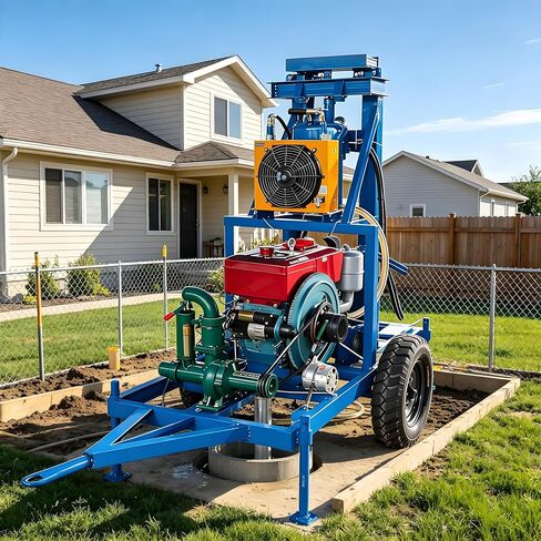 Portable Hydraulic 150M Water Well Drilling Rig Machine,Heavy Duty Well Drilling Rig,DIY Water Well Drilling Kit Compatible Well Drill Machine,Well Drilling Equipment for Farm Home Water Well Drilling in Kuwait