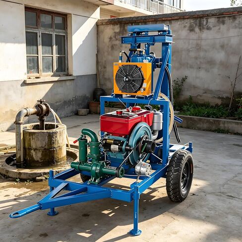 Hydraulic 150M Water Well Drilling Rig Machine, Portable Well Drilling Rig, DIY Water Well Drilling Kit Compatible Well Drill Machine, Heavy Duty Well Drilling Equipment for Home Farm Residential in Kuwait
