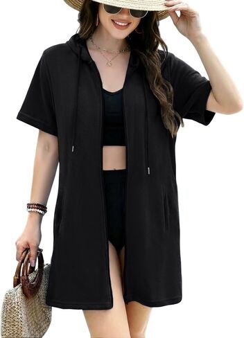 Gihuo Swimsuit Coverup for Women Terry Cloth Swim Cover Ups Beach Bathing Swimwear with Pockets in Saudi Arabia