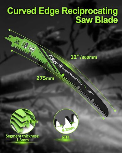 شفرات تقليم للخشب مقاس 12 بوصة - مجموعة شفرات المنشار الترددية، شفرات منشار FACHLICH بحافة قطع 6TPI لتقليم الأشجار، قطع الخشب (4 عبوات) in Kuwait