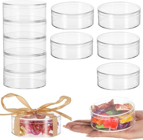 Homaisson 24 Pcs Clear Acrylic Candy Boxes, 3.1 Inch Small Acrylic Storage Box with Lid, Transparent Storage Boxes Containers, Round Cube Organizer for Candies Cookies Jewelry in Saudi Arabia