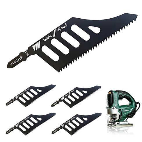 T142HB Jigsaw Blades, 11 TPI, 5-Pack T-Shank High Carbon Steel Blades for Wood & Plastic Cutting, Durable Steel Construction, Black in Kuwait