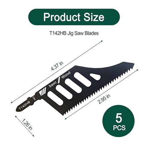 T142HB Jigsaw Blades, 11 TPI, 5-Pack T-Shank High Carbon Steel Blades for Wood & Plastic Cutting, Durable Steel Construction, Black in Kuwait