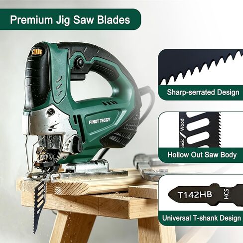 T142HB Jigsaw Blades, 11 TPI, 5-Pack T-Shank High Carbon Steel Blades for Wood & Plastic Cutting, Durable Steel Construction, Black in Kuwait