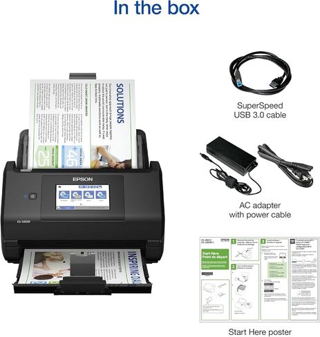 Epson Workforce ES-580W Wireless Color Duplex Desktop Document Scanner for PC and Mac with 100-sheet Auto Document Feeder (ADF) and Intuitive 4.3" Touchscreen in Saudi Arabia