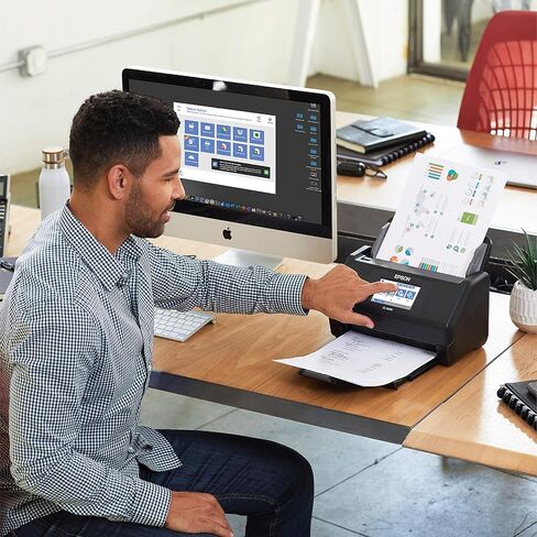 Epson Workforce ES-580W Wireless Color Duplex Desktop Document Scanner for PC and Mac with 100-sheet Auto Document Feeder (ADF) and Intuitive 4.3" Touchscreen in Saudi Arabia