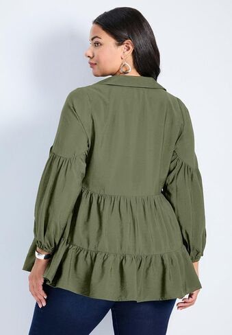 Avenue Women's Plus Size Amari Tiered Tunic Shirt in Saudi Arabia