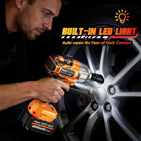 Cordless Impact Wrench 700 FT-LBS(950N.m) 1/2 Impact Gun High Torque Electric Impact Driver Cordless Impact Wrench with 21V 2x4.0Ah Battery 6 Sockets&Case for Home Car Tire Lug Nut Removal Tool in Kuwait